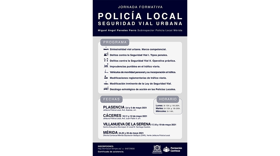 Las Policías Locales de la región  actualizarán  sus conocimientos en Seguridad Vial urbana 
